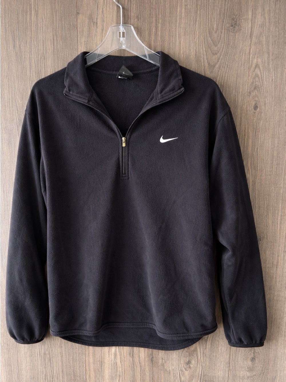 Nike Black Quarter-Zip Fleece with White Swoosh Size S